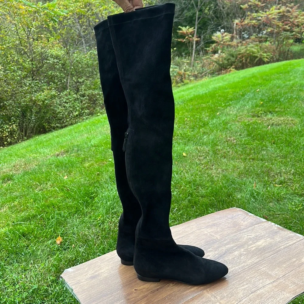Brian Atwood Women Boot Over The Knee Thigh High Size 6 Pointed Black Suede